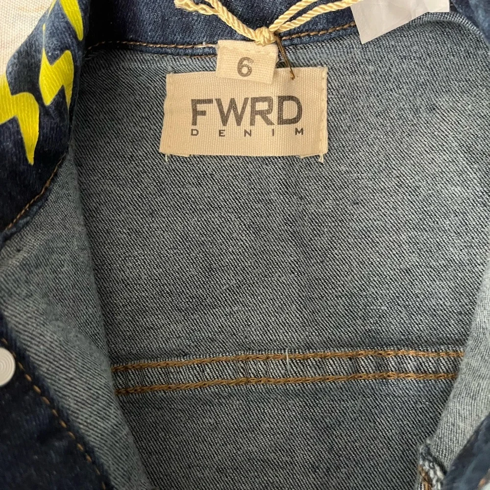 Blue‎ Jean Jacket with Distressed Look and Colorful Embellishments